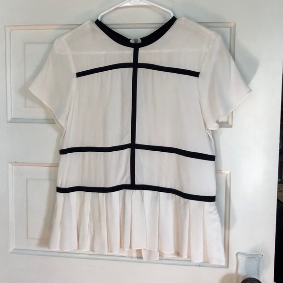 Nicole Miller White Peplum 100% Silk Blouse - Picture 1 of 2